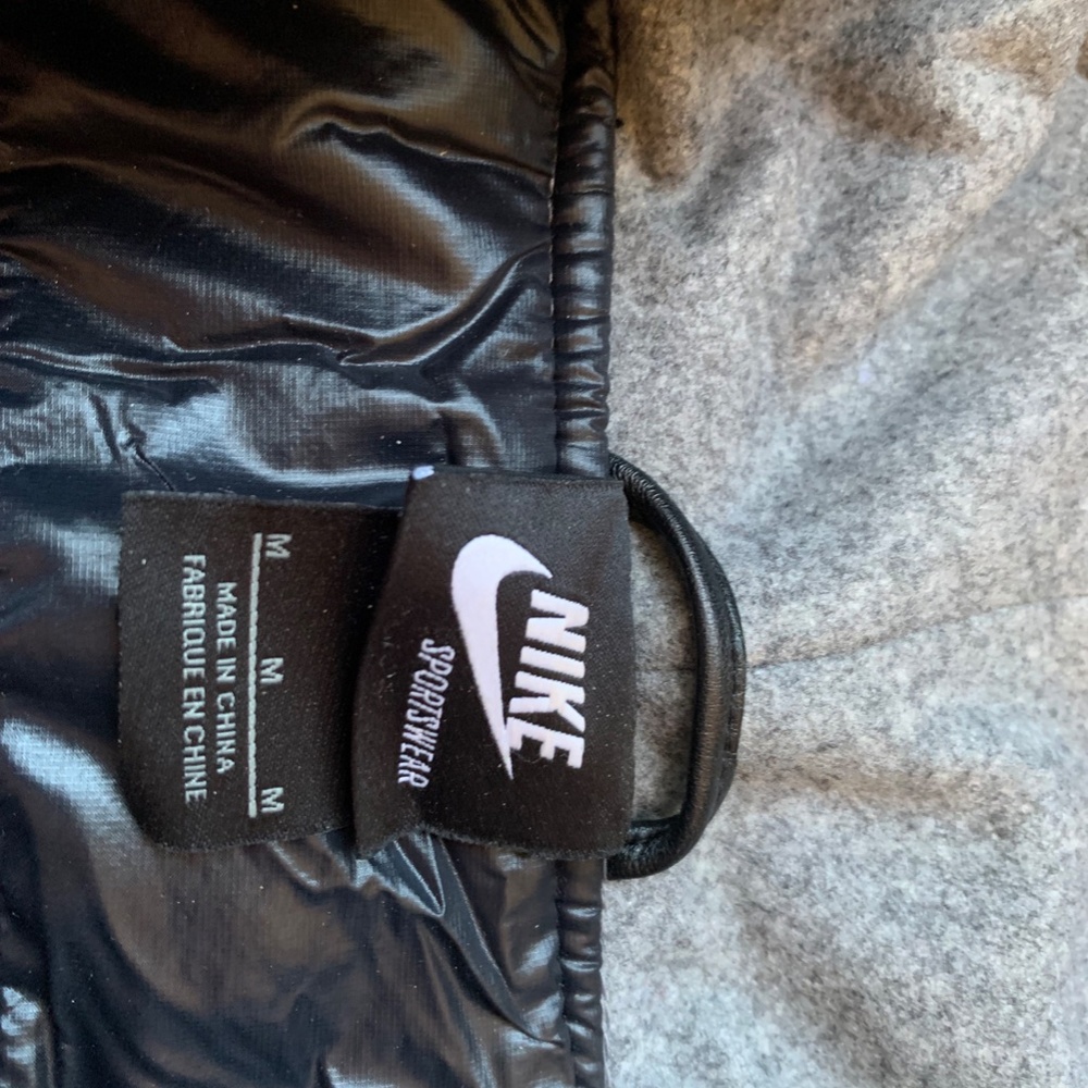 BLACK AND GREY NIKE WOOL AND LEATHER BOMBER COAT - Picture 5 of 9